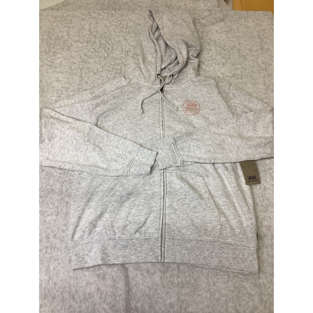 Vans mens Stackton Circle Zip Up Hoodie Heather Grey Pink VN0A7Z3D15P Size L
